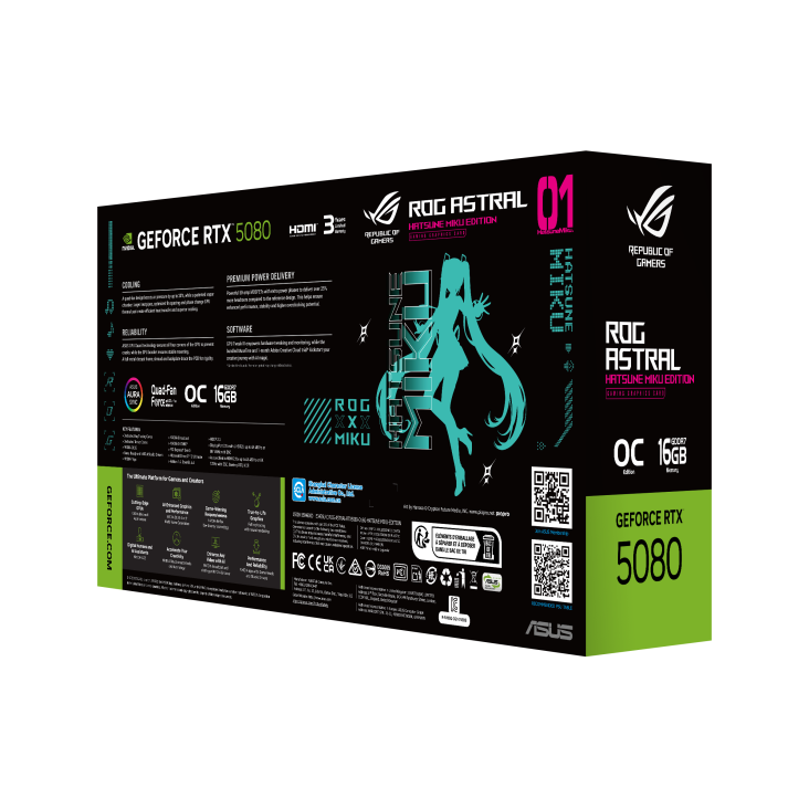 ROG Astral GeForce RTX 5080 OC – Hatsune Miku Edition (16GB GDDR7)