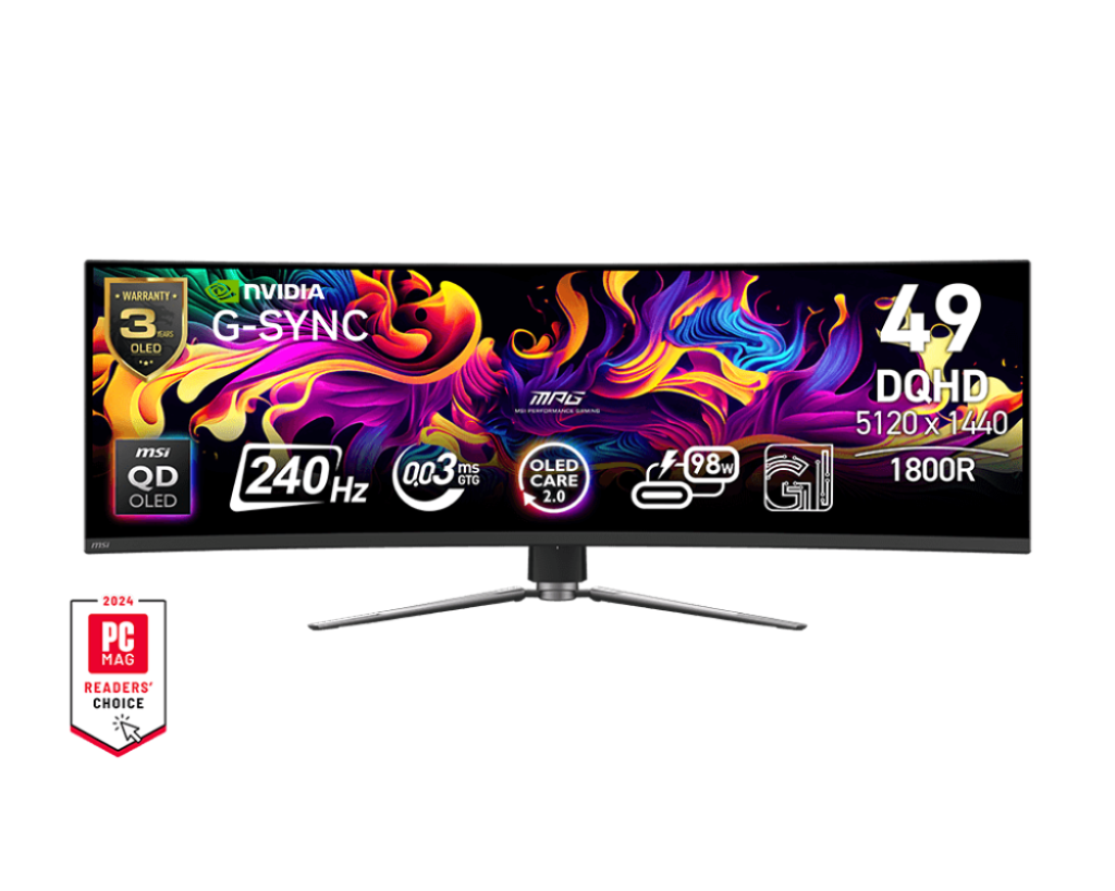 MSI MPG 491CQPX QD-OLED 49″ Dual-QHD 240Hz Curved